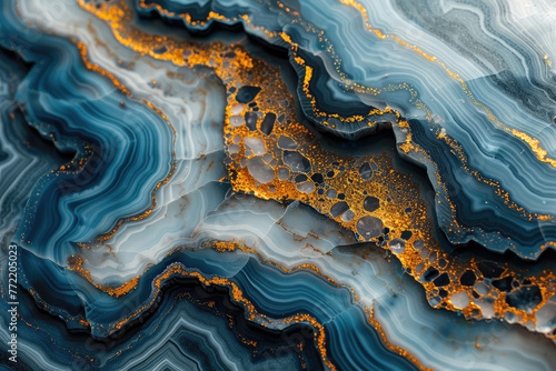 A blue marble background with golden veins, featuring deep ocean tones and shimmering gold accents. Created with Ai