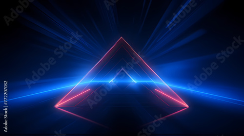 Triangular shape, glowing neon light