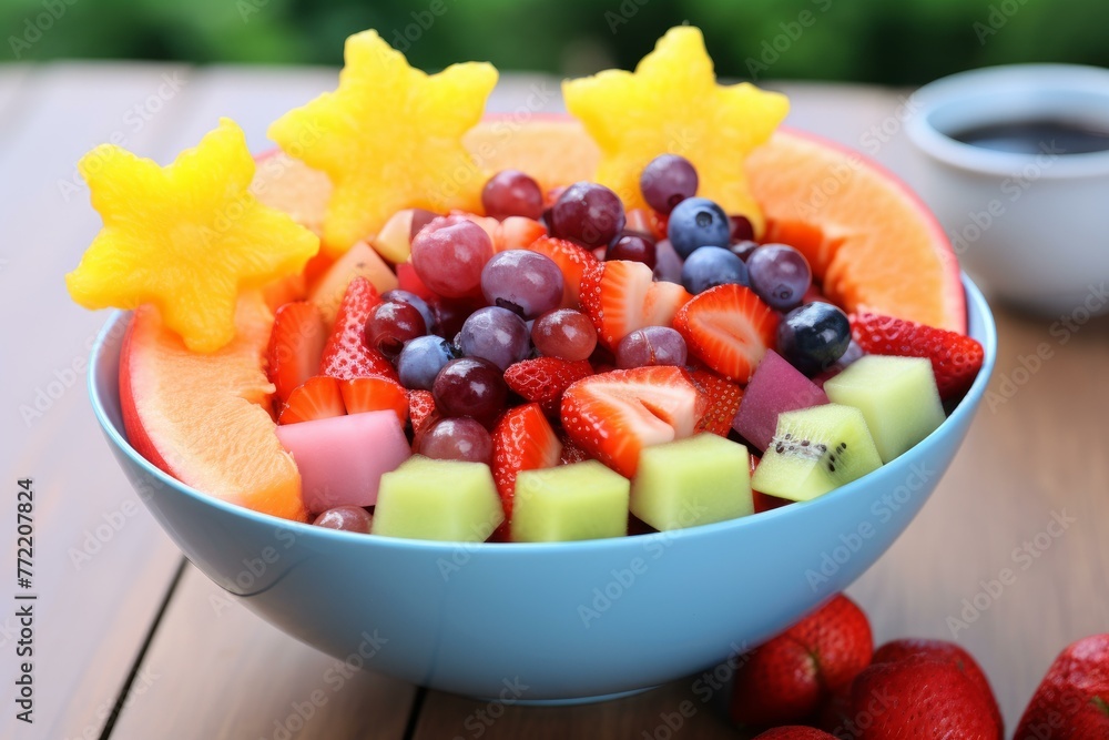 Sweet Rainbow fruit salad. Green food. Generate Ai Sweet Rainbow fruit salad. Green food. Generate Ai