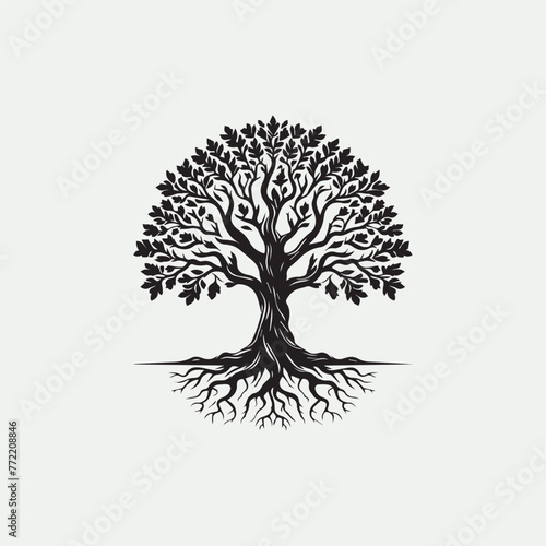 Vintage Rustic Oak Maple Old Tree Logo Design