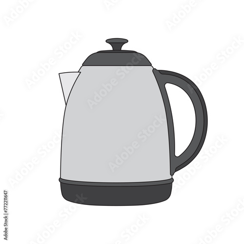 Kids drawing Cartoon Vector illustration electric kettle icon Isolated on White Background