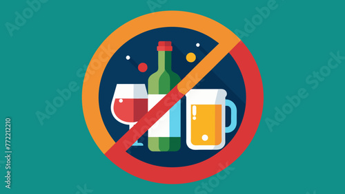 Forbid alcohol icon with flat style. Concept - avoid alcohol