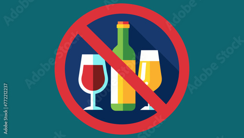 Forbid alcohol icon with flat style. Concept - avoid alcohol