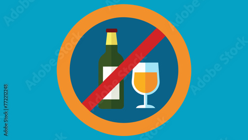 Forbid alcohol icon with flat style. Concept - avoid alcohol