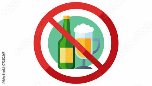 Forbid alcohol icon with flat style. Concept - avoid alcohol