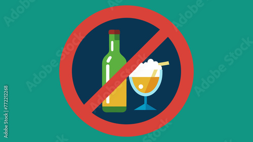 Forbid alcohol icon with flat style. Concept - avoid alcohol