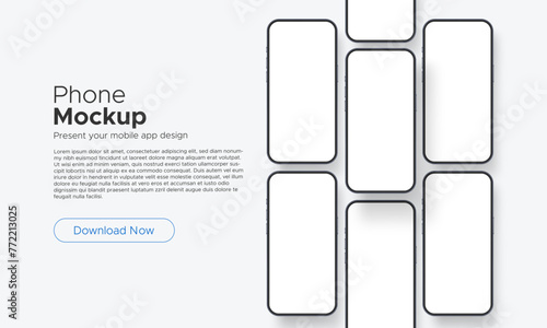 Smartphones Mockups, Blank Screens, Isolated on White Background. Template for Showing Apps Design. Vector Illustration