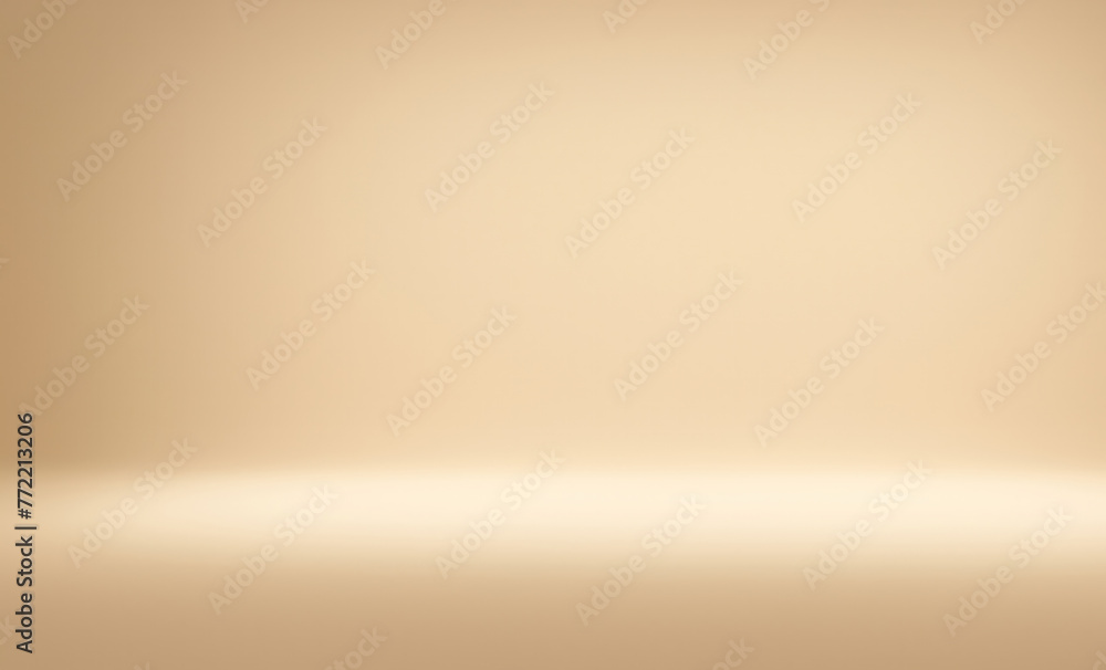Empty light wall studio background in brown cream colors. Used for presenting cosmetic nature products for sale online