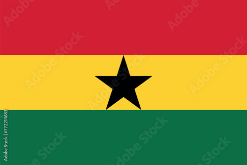 Flag of Ghana. The Ghanaian tricolor flag with a star. State symbol of the Republic of Ghana. photo