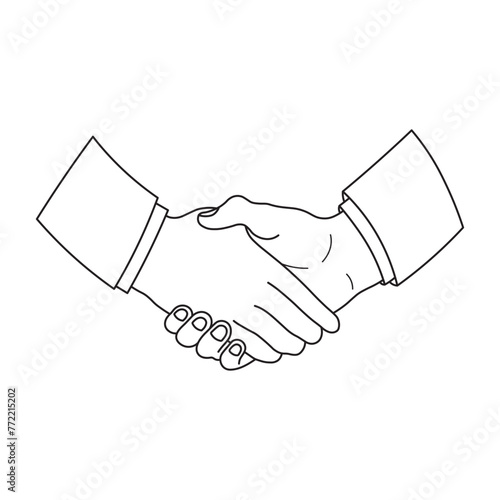 Hand drawn Kids drawing Cartoon Vector illustration electric shake hands icon Isolated on White Background