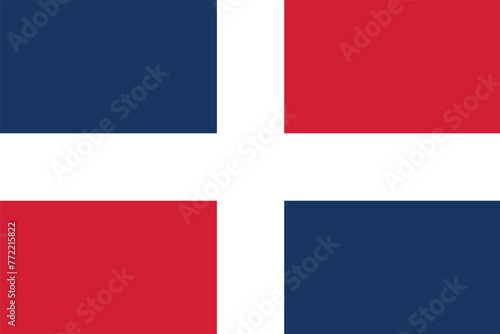 Flag of the Dominican Republic. Dominican red and blue flag with a white cross. State symbol of the Dominican Republic. photo