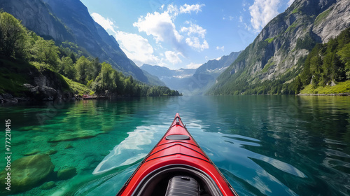 Tranquil Waters Kayak Perspective in Serene Fjord © PixelGuru