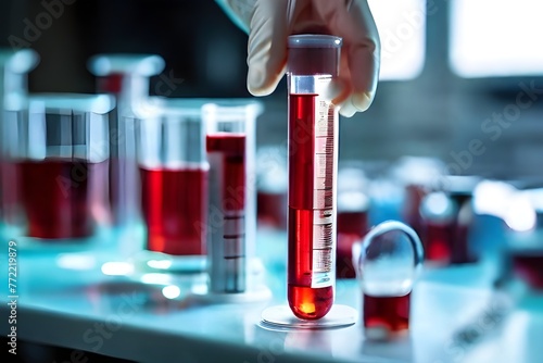 scientist working in laboratory In test tube studies for pharmaceutical companies, scientists, lab evaluators handling blood samples or DNA analysis, medical entrepreneurs combining chemicals, and mor photo