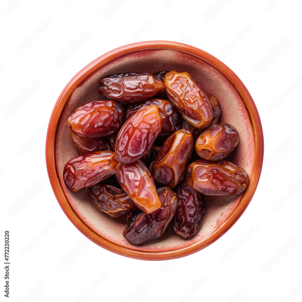 A dish with dates as natural food ingredient on transparent background A dish with dates as natural food ingredient on transparent background