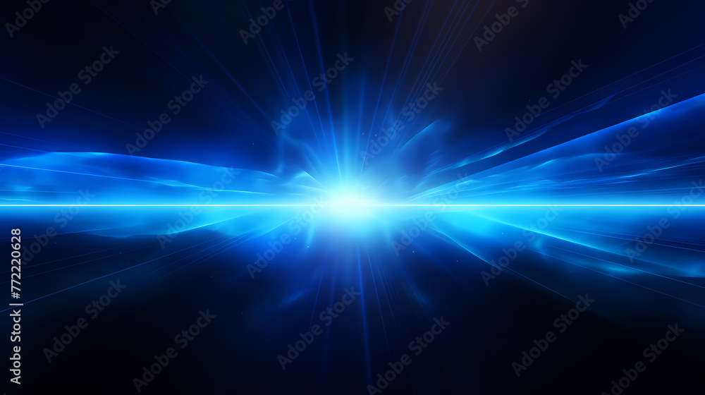 Abstract blue glowing background with light beams background