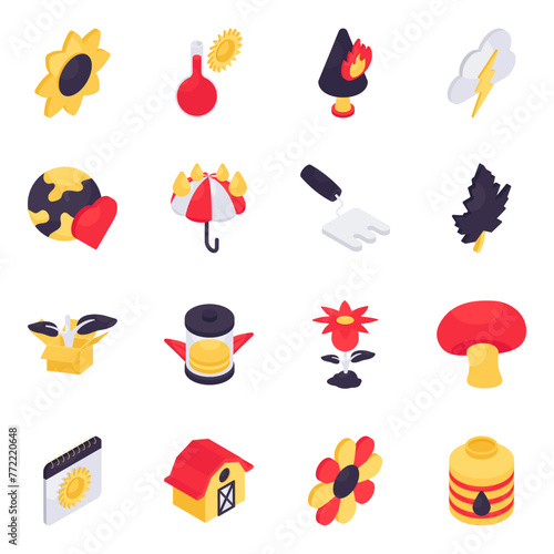 Set of Nature Isometric Icons

