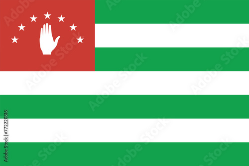 Flag of Abkhazia. Abkhazian striped, white and green flag with a palm and stars. State symbol of the Republic of Abkhazia.