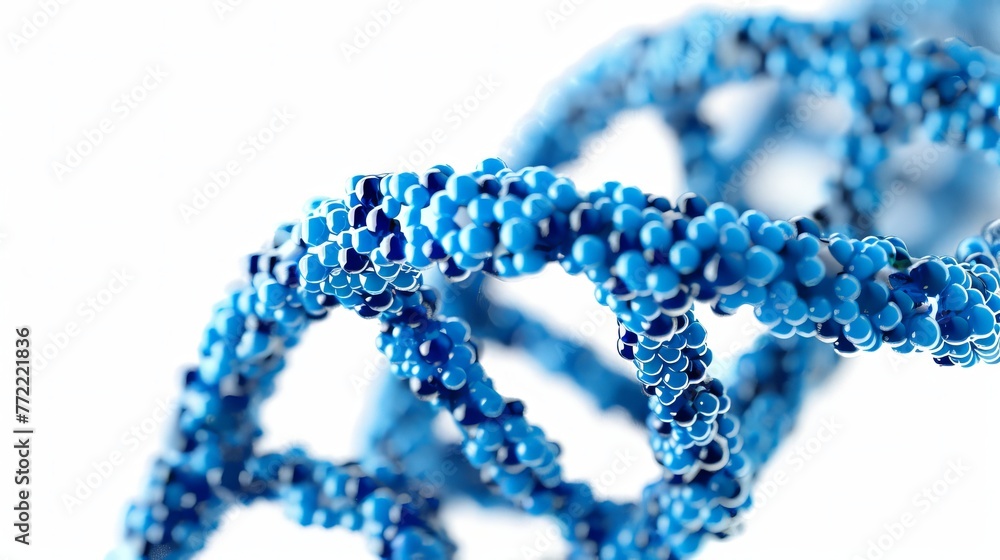 Isolated image of a blue DNA structure on a plain background. Created using 3D software. Isolated image of a blue DNA structure on a plain background. Created using 3D software.