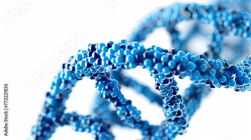 Isolated image of a blue DNA structure on a plain background. Created using 3D software.