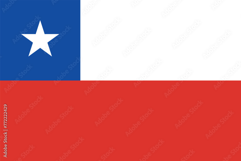 Chile flag. Chilean red and blue flag with a star. State symbol of the Republic of Chile. Chile flag. Chilean red and blue flag with a star. State symbol of the Republic of Chile.