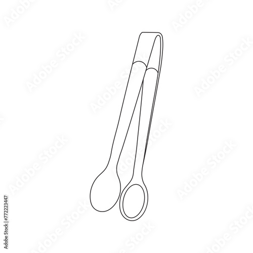 Hand drawn Kids drawing Cartoon Vector illustration ice tong icon Isolated on White Background