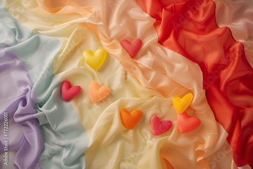 A Symphony of Silken Fabrics and Colorful Hearts