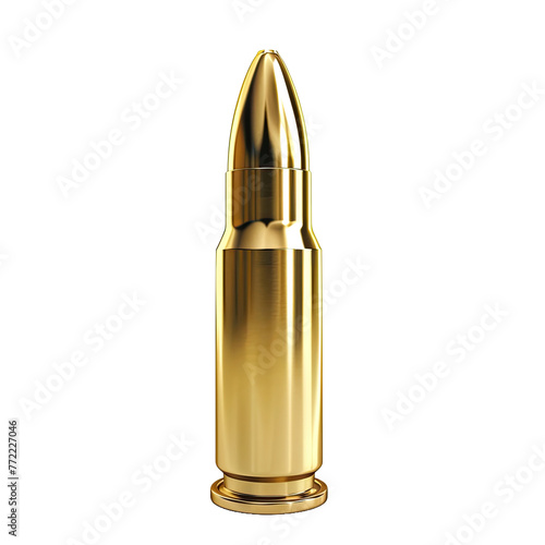gold bullet cartridge on isolated transparent background