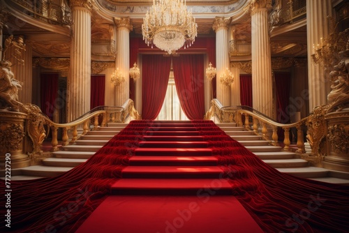 Opulent Red carpet stage. Show flash star. Generate Ai