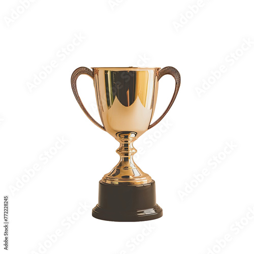 gold trophy award cup on isolated transparent background
