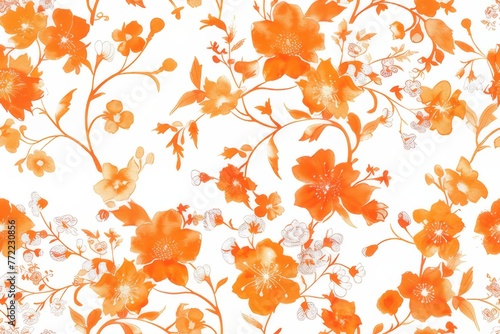 Watercolor Seamless pattern with orange and white