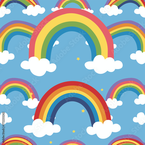 Cartoon Kids Minimalist Colorful Rainbow Seamless Pattern