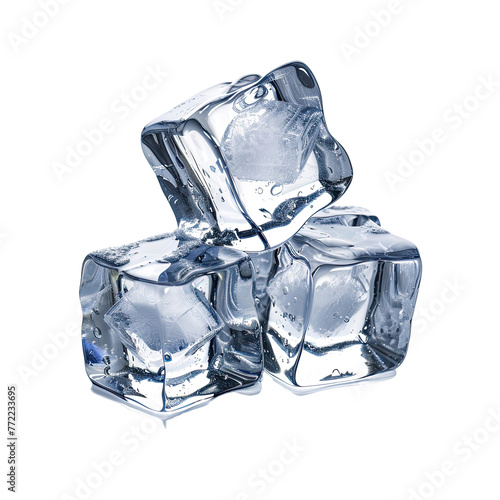 ice cubes on isolated transparent background photo