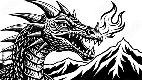 Fire breathing dragon and svg file