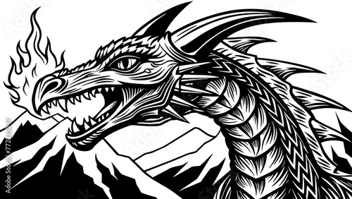 Fire breathing dragon and svg file