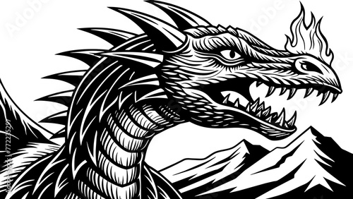 Fire breathing dragon and svg file photo
