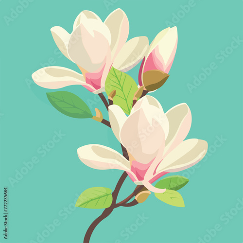 Magnolias in cartoon, doodle style. Image for t-shirt, web, mobile apps and ui. Isolated 2d vector illustration in logo, icon, sketch style, Eps 10. AI Generative © Alexey