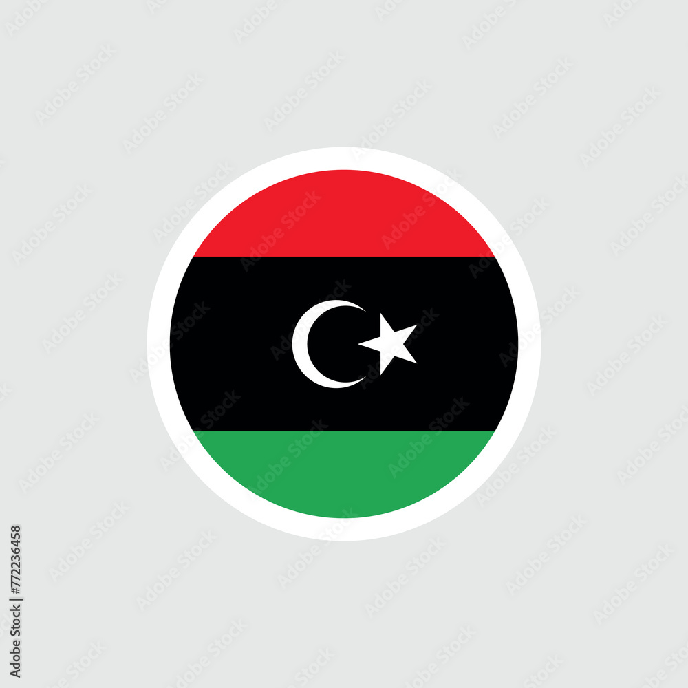 Flag of Libya. Libyan flag with Muslim crescent and star. State symbol of Libya. Flag of Libya. Libyan flag with Muslim crescent and star. State symbol of Libya.