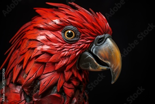 Striking Red parrot head vivid. Bird domestic. Generate Ai © juliars