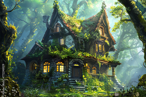 magic fantasy world forest house 