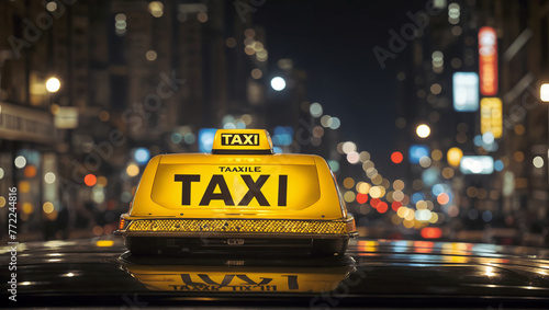 Taxi on the background of the night city