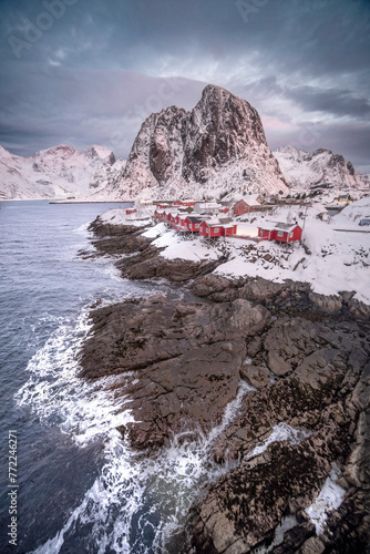 Hamnoy on Lofoten, Wiev over the small town, Norway