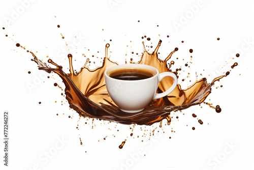 splashing coffee in a coffee cup