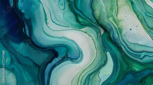 Teal Dreams: Abstract Watercolor Paint Background in Blue and Green