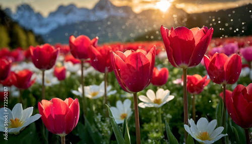 Enchanting Hues  Stunning Showcase of Vibrant Tulip Blooms