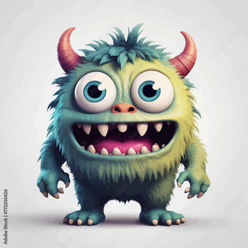 Cute Monster cartoon Logo Design Very Cool	