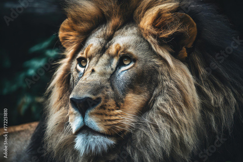 Portrait of a lion  close up.