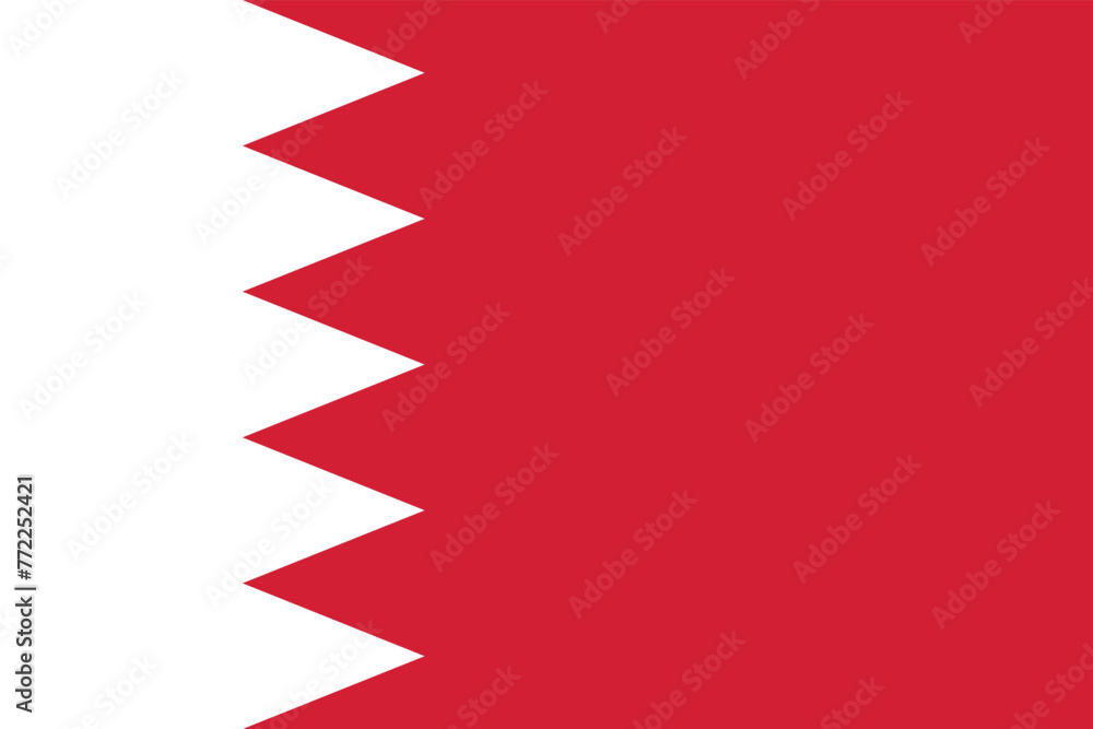 Bahrain flag. A red flag with a wide scalloped white stripe. State symbol of the Kingdom of Bahrain. Bahrain flag. A red flag with a wide scalloped white stripe. State symbol of the Kingdom of Bahrain.