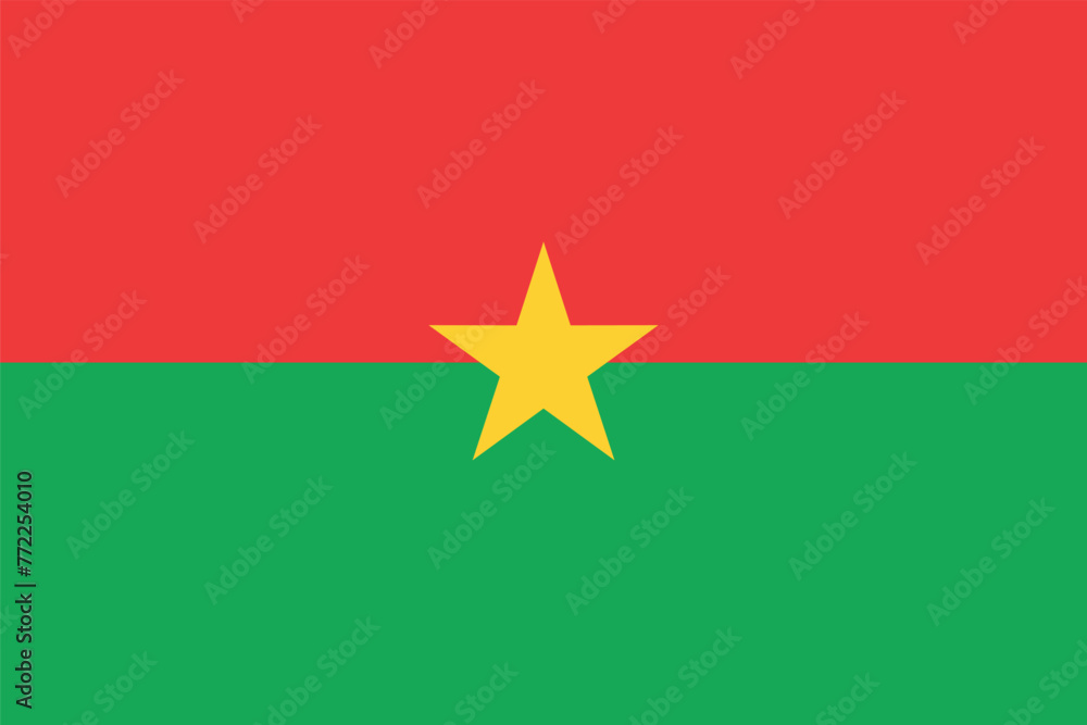 Flag of Burkina Faso. Red-green flag with a star. State symbol of Burkina-Faso.
