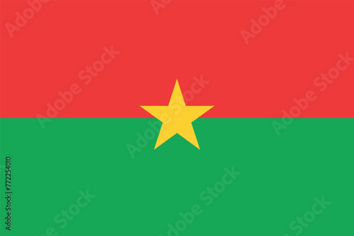 Flag of Burkina Faso. Red-green flag with a star. State symbol of Burkina-Faso.