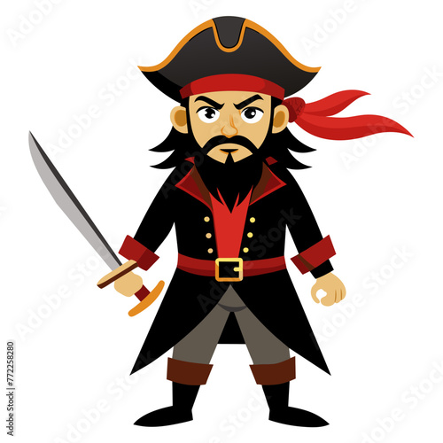 Swashbuckling Pirate: Vector Silhouette with Sword